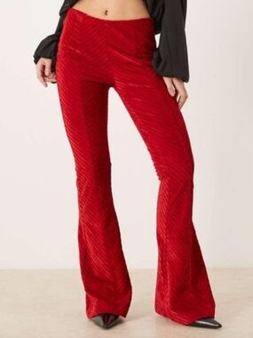 Free People Penny Pull-on Velvet Pants Red Salsa Finish